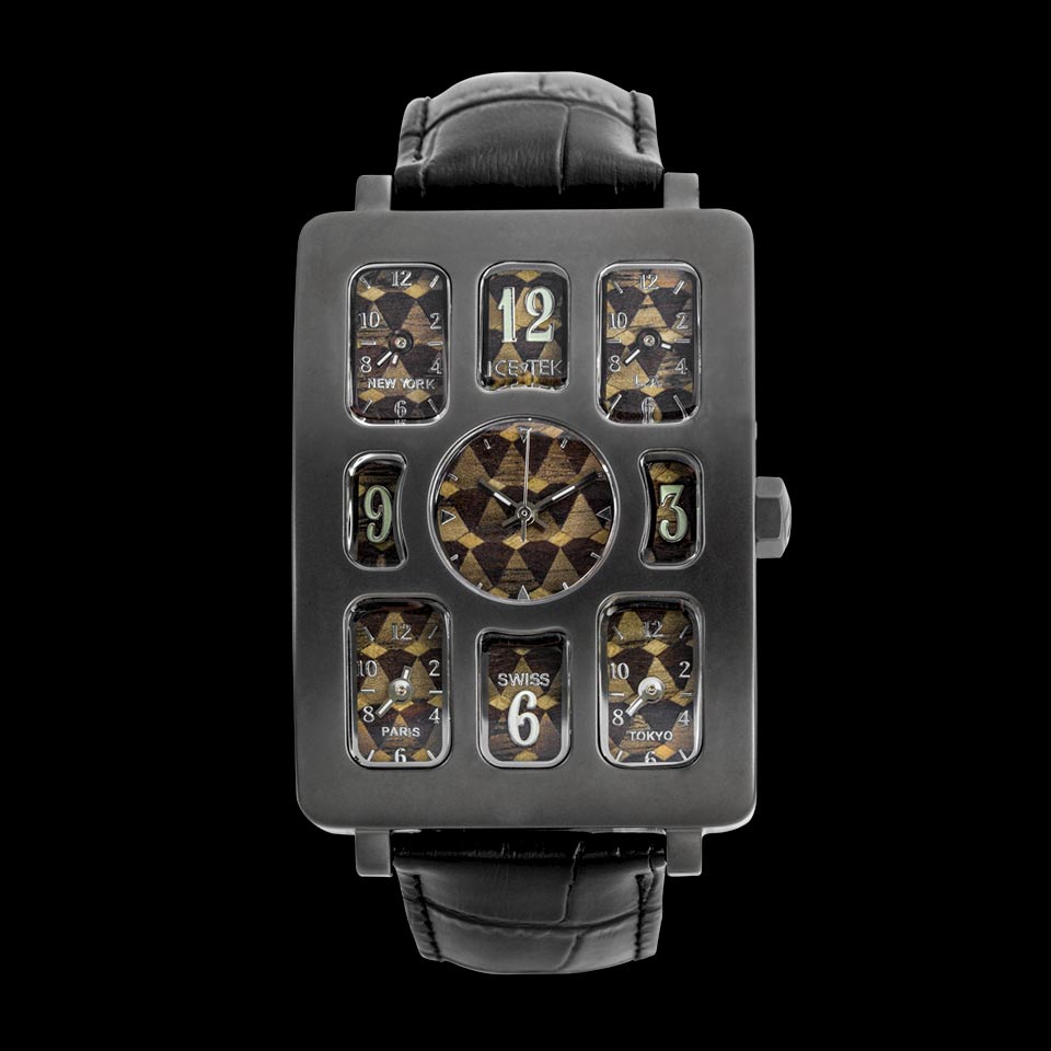 アイステック 5TZ1 クインテンポ 5タイムゾーン メンズ腕時計 ブラック 黒